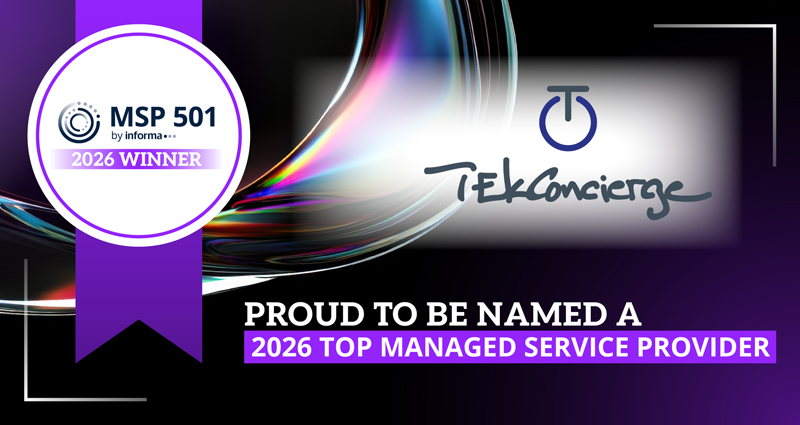 TekConcierge Ranked #328 on 2026 MSP 501—Tech Industry's Most Prestigious List of Global Managed Service Providers